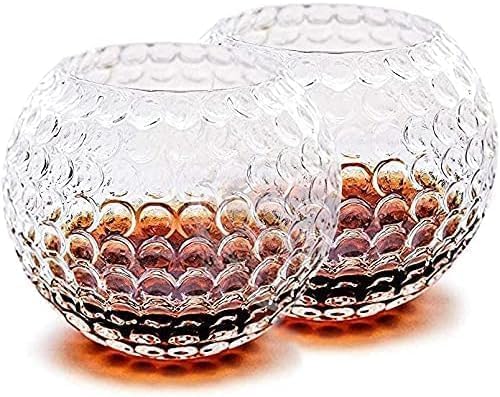 Golf Ball Whiskey Glasses, 10oz Rocks Glass for Rum, Scotch, and Wine, Whiskey Glass Bourbon Gift. Ideal for Cocktails, Old Fashioned Drinks, Gifts for Golfers, Men and Women Who Enjoy Whiskey