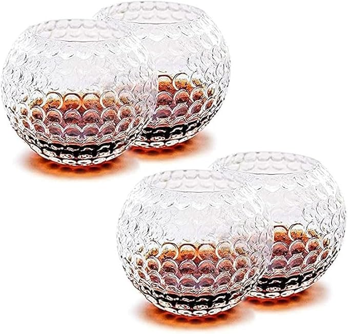 Golf Ball Whiskey Glasses, 10oz Rocks Glass for Rum, Scotch, and Wine, Whiskey Glass Bourbon Gift. Ideal for Cocktails, Old Fashioned Drinks, Gifts for Golfers, Men and Women Who Enjoy Whiskey