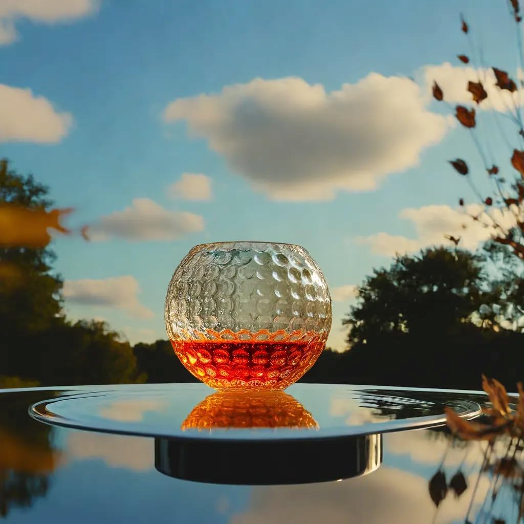 Golf Ball Whiskey Glasses, 10oz Rocks Glass for Rum, Scotch, and Wine, Whiskey Glass Bourbon Gift. Ideal for Cocktails, Old Fashioned Drinks, Gifts for Golfers, Men and Women Who Enjoy Whiskey