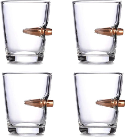 Set of Shot Glasses With Real 308 Bullet Embedded