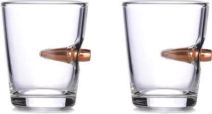 Set of Shot Glasses With Real 308 Bullet Embedded